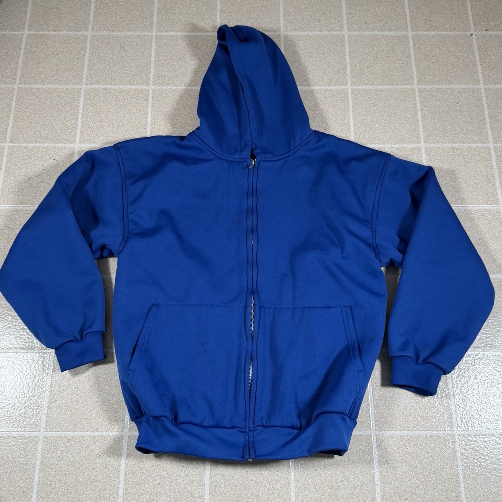 Vintage Pluma Zip Up Hoodie Mens L Blue Thermal Lined Full Zip Sweatshirt Heavy
